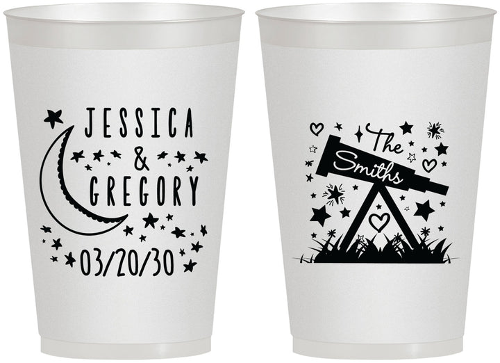 Personalized Wedding 12 oz Frosted Cups - Telescope | 255