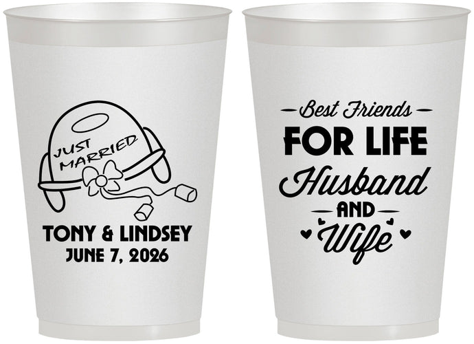 Personalized Wedding 12 oz Frosted Cups - Best Friends For Life | 256