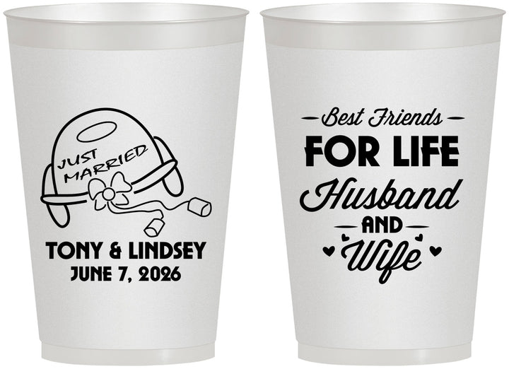 Personalized Wedding 12 oz Frosted Cups - Best Friends For Life | 256
