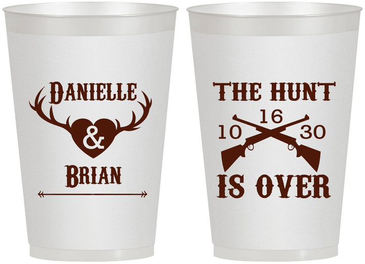 Personalized Wedding 12 oz Frosted Cups - The Hunt Is Ove | 258
