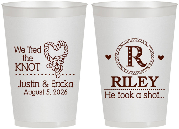 Personalized Wedding 12 oz Frosted Cups - We Tied The Knot | 260
