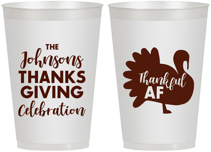 Personalized Thanksgiving 12 oz Frosted Cups - Thankful Af | 260002