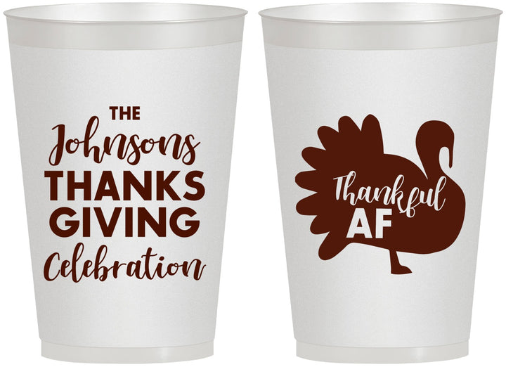 Personalized Thanksgiving 12 oz Frosted Cups - Thankful Af | 260002
