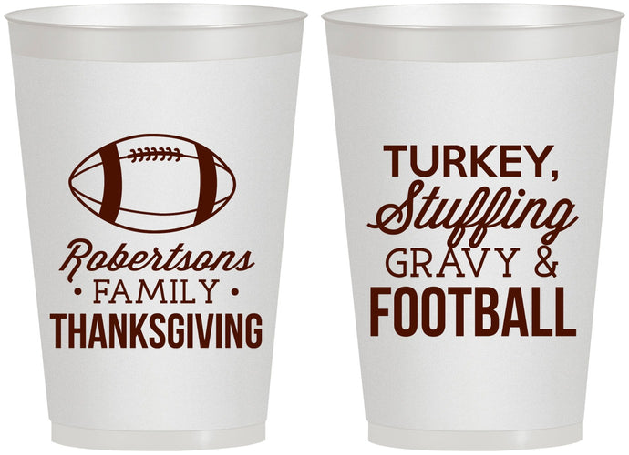 Personalized Thanksgiving 12 oz Frosted Cups - Football Turkey | 260010