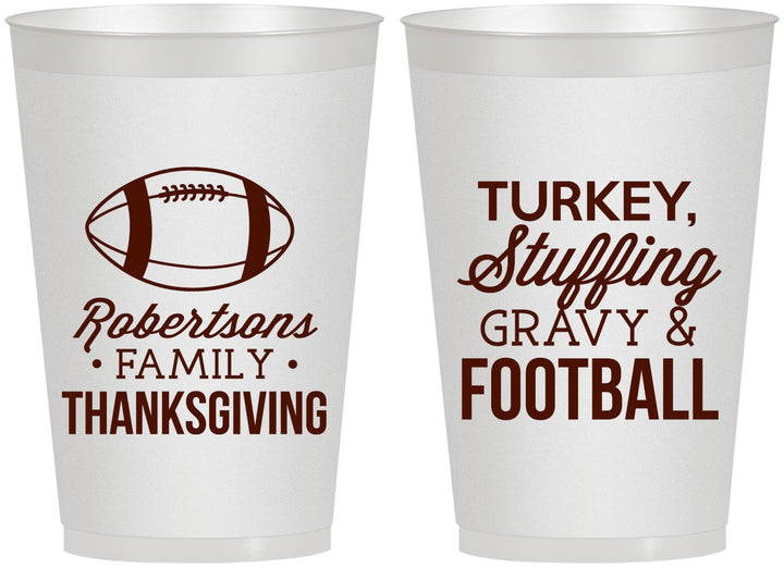 Personalized Thanksgiving 12 oz Frosted Cups - Football Turkey | 260010