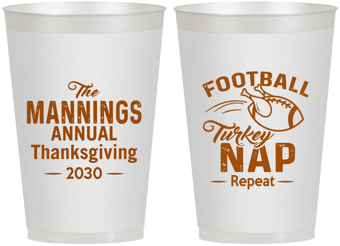 Personalized Thanksgiving 12 oz Frosted Cups - Football Turkey | 260012