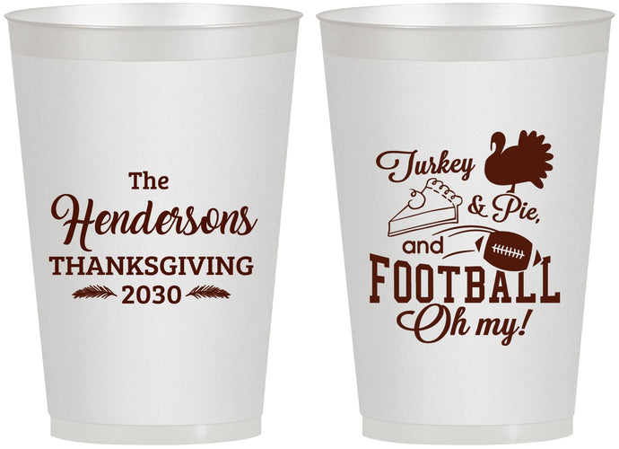 Personalized Thanksgiving 12 oz Frosted Cups - Football Turkey | 260014