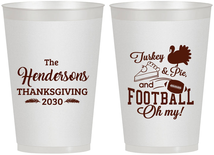 Personalized Thanksgiving 12 oz Frosted Cups - Football Turkey | 260014
