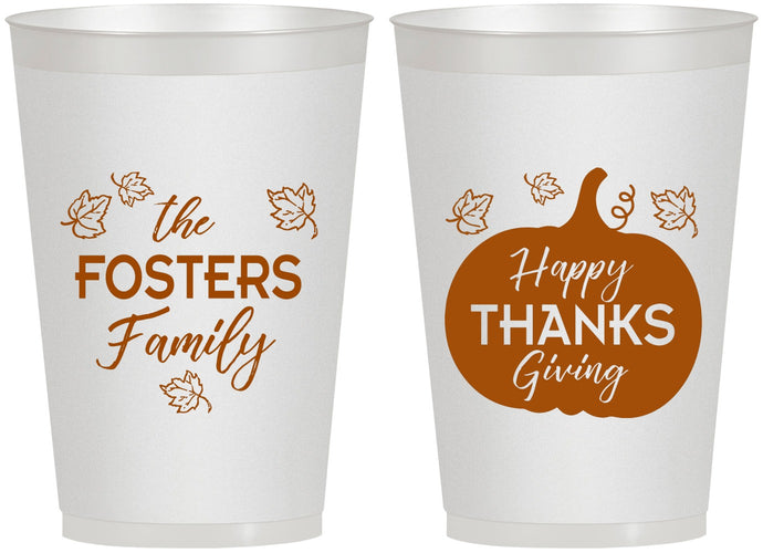 Personalized Thanksgiving 12 oz Frosted Cups - Pumpkin | 260016