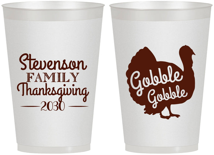Personalized Thanksgiving 12 oz Frosted Cups - Gobble Turkey | 260018