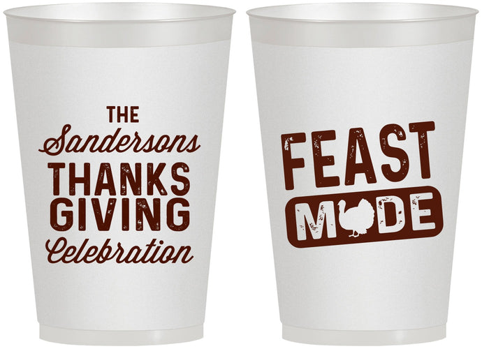Personalized Thanksgiving 12 oz Frosted Cups - Feast Mode | 260019
