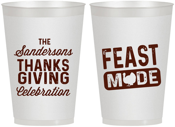 Personalized Thanksgiving 12 oz Frosted Cups - Feast Mode | 260019