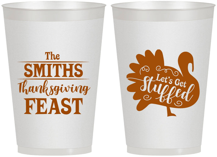 Personalized Thanksgiving 12 oz Frosted Cups - Lets Get Stuffed | 260020