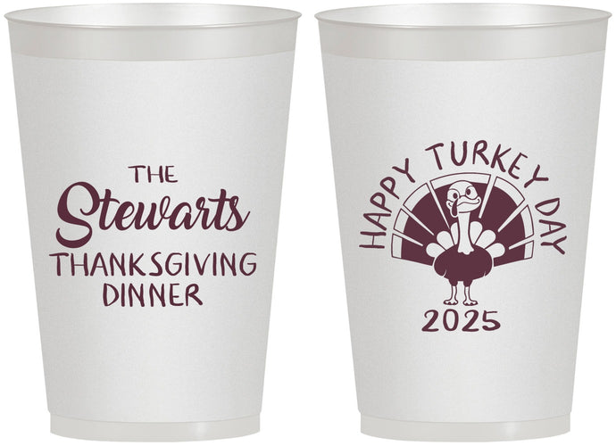 Personalized Thanksgiving 12 oz Frosted Cups - Turkey Day | 260021