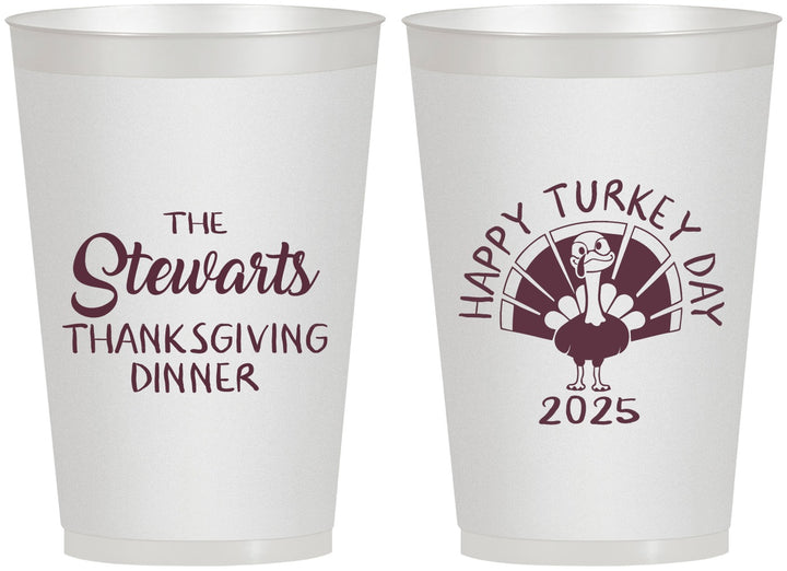 Personalized Thanksgiving 12 oz Frosted Cups - Turkey Day | 260021