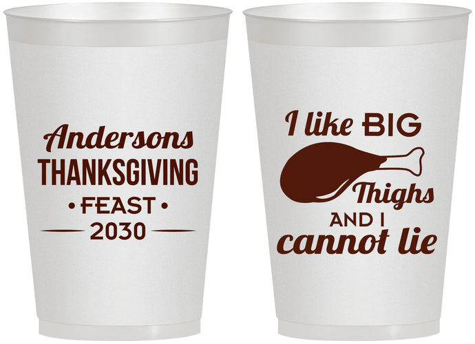 Personalized Thanksgiving 12 oz Frosted Cups - Big Thighs | 260023