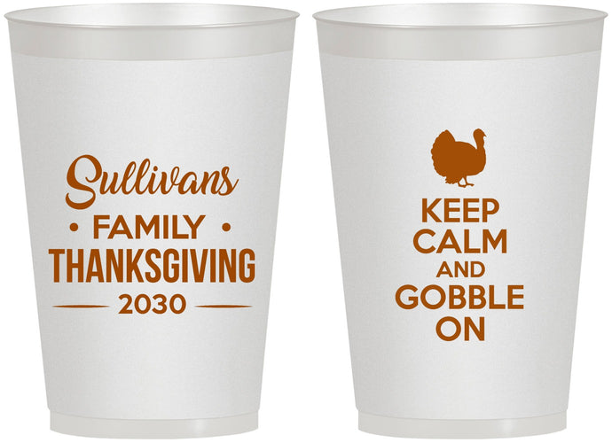 Personalized Thanksgiving 12 oz Frosted Cups - Gobble Turkey | 260024