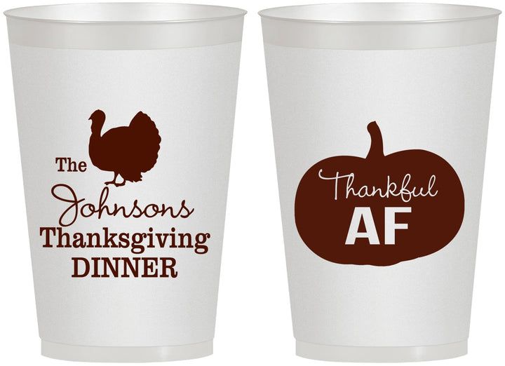 Personalized Thanksgiving 12 oz Frosted Cups - Thankful Af | 260026