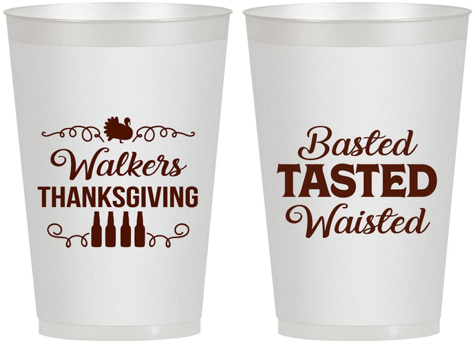 Personalized Thanksgiving 12 oz Frosted Cups - Basted Tasted Waisted | 260027