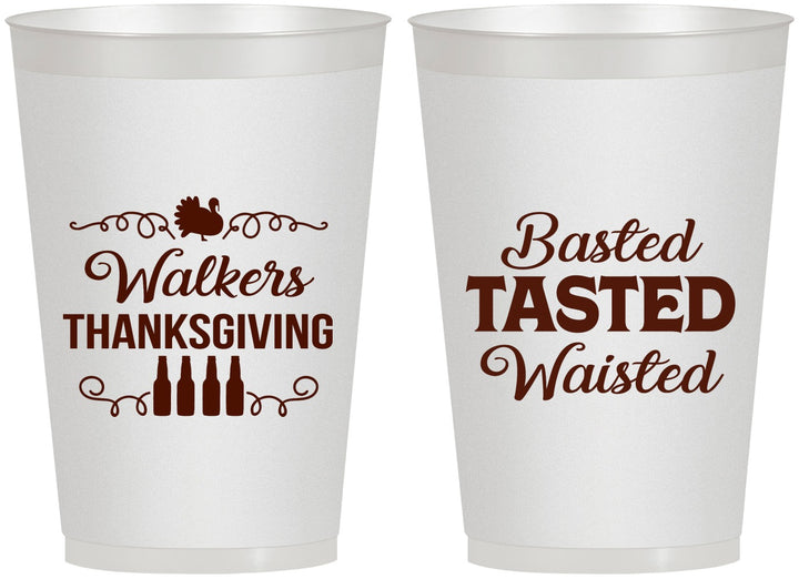 Personalized Thanksgiving 12 oz Frosted Cups - Basted Tasted Waisted | 260027