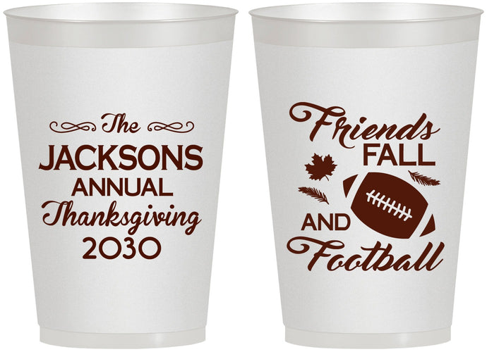 Personalized Thanksgiving 12 oz Frosted Cups - Football | 260031