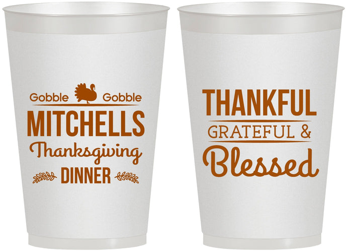 Personalized Thanksgiving 12 oz Frosted Cups - Thankful Blessed | 260032