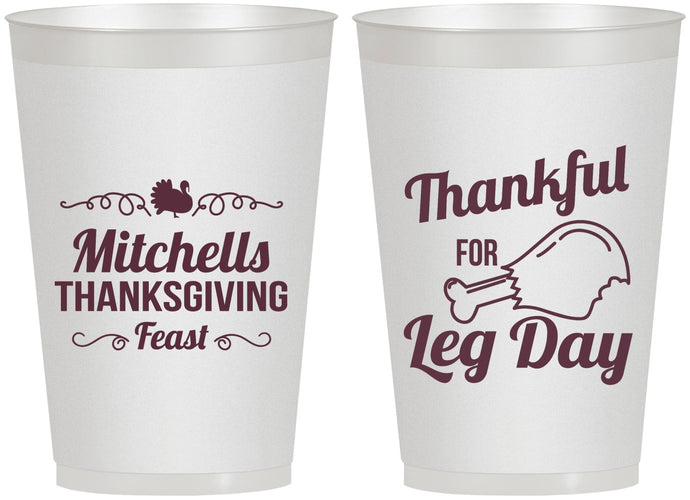 Personalized Thanksgiving 12 oz Frosted Cups - Leg Day | 260033