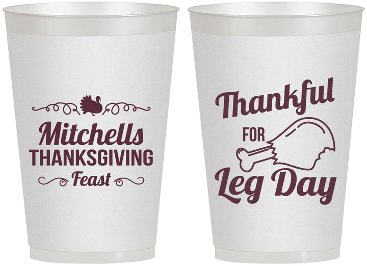 Personalized Thanksgiving 12 oz Frosted Cups - Leg Day | 260033