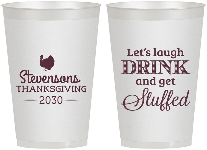 Personalized Thanksgiving 12 oz Frosted Cups - Turkey Stuffed | 260037