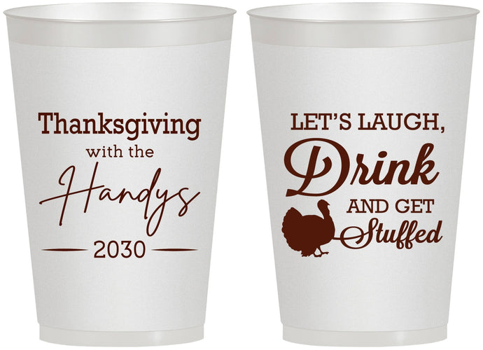 Personalized Thanksgiving 12 oz Frosted Cups - Turkey Stuffed | 260038