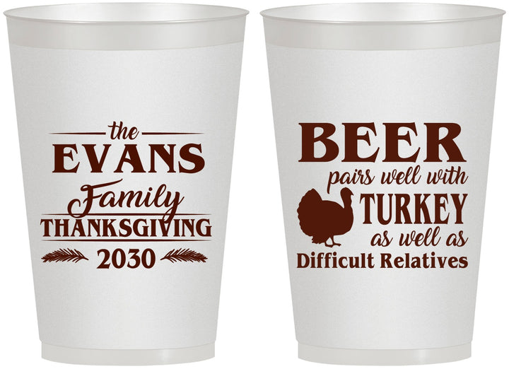 Personalized Thanksgiving 12 oz Frosted Cups - Turkey | 260042