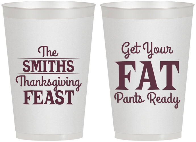 Personalized Thanksgiving 12 oz Frosted Cups - Fat Pants Ready | 260045