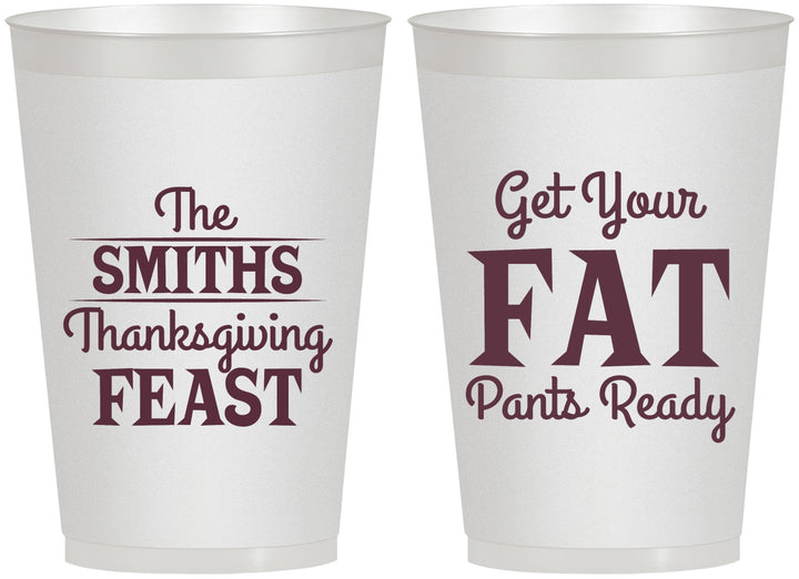 Personalized Thanksgiving 12 oz Frosted Cups - Fat Pants Ready | 260045