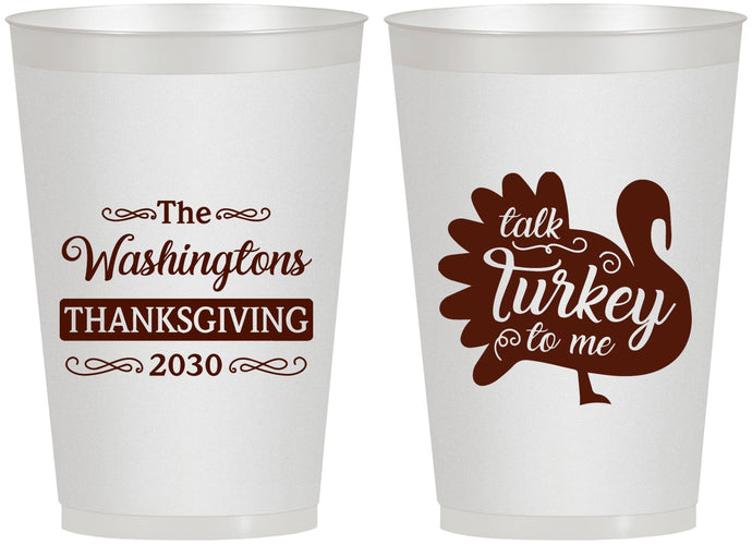 Personalized Thanksgiving 12 oz Frosted Cups - Talk Turkey To Me | 260046