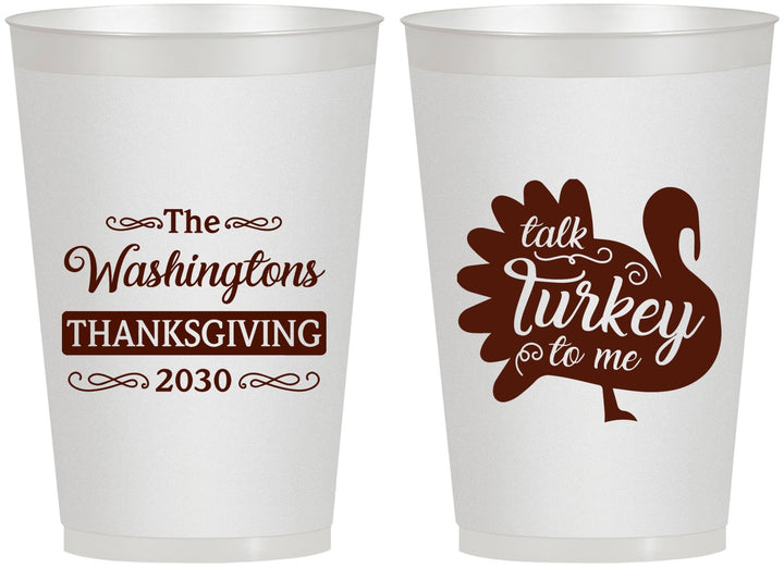 Personalized Thanksgiving 12 oz Frosted Cups - Talk Turkey To Me | 260046