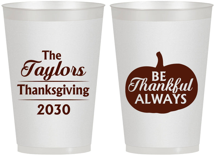 Personalized Thanksgiving 12 oz Frosted Cups - Pumpkin Thankful | 260047