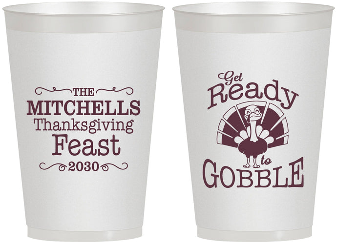 Personalized Thanksgiving 12 oz Frosted Cups - Turkey Gobble | 260049