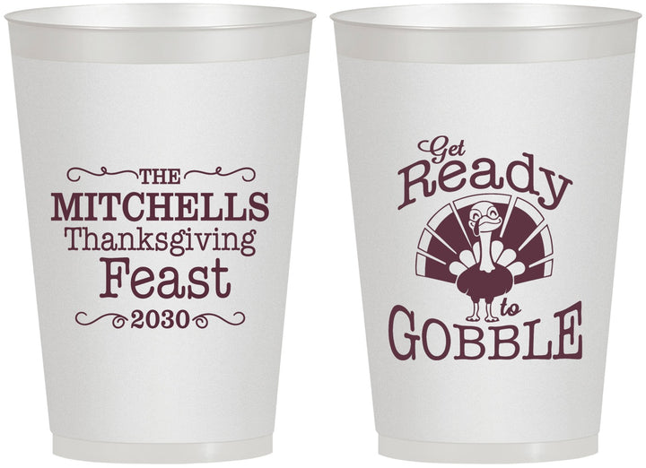 Personalized Thanksgiving 12 oz Frosted Cups - Turkey Gobble | 260049