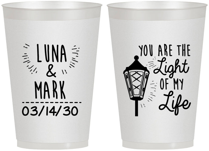 Personalized Wedding 12 oz Frosted Cups - You Are The Light Of My Life | 261