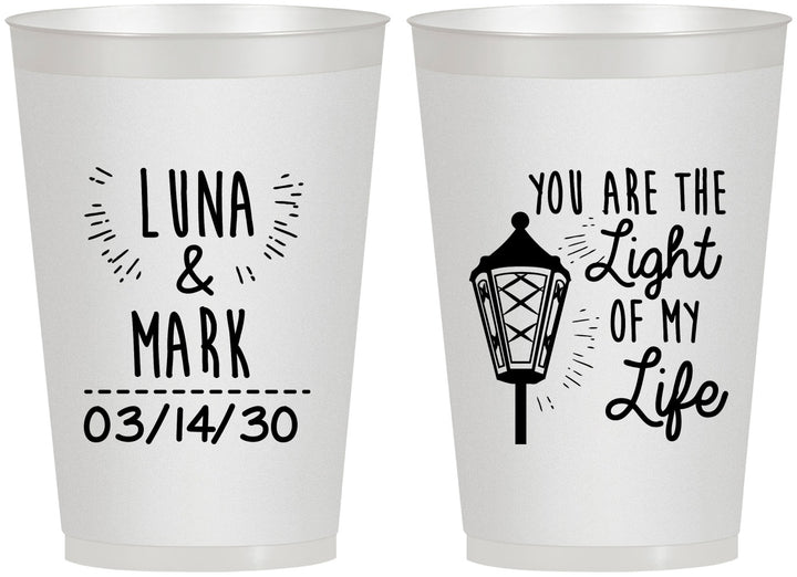 Personalized Wedding 12 oz Frosted Cups - You Are The Light Of My Life | 261