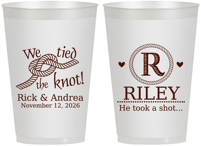 Personalized Wedding 12 oz Frosted Cups - We Tied The Knot | 263