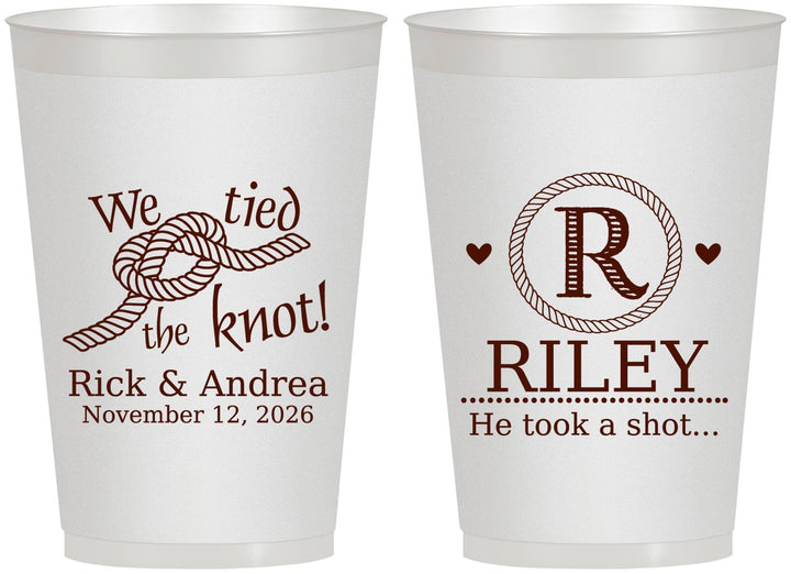 Personalized Wedding 12 oz Frosted Cups - We Tied The Knot | 263