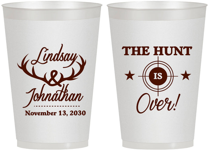 Personalized Wedding 12 oz Frosted Cups - The Hunt Is Over | 266