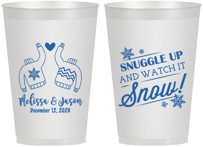 Personalized Wedding 12 oz Frosted Cups - Christmas Snow | 268