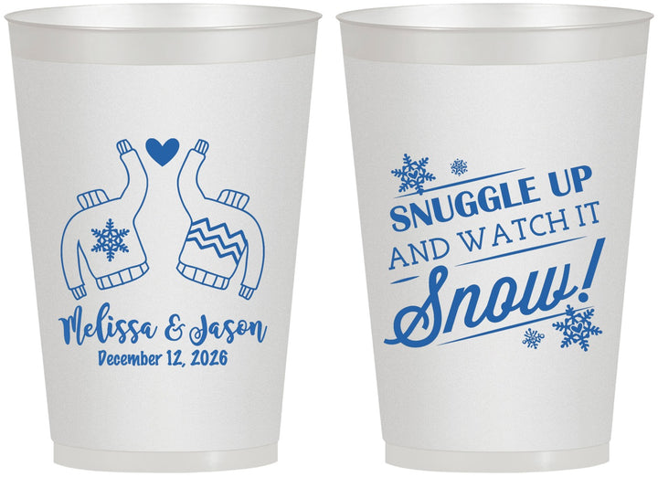 Personalized Wedding 12 oz Frosted Cups - Christmas Snow | 268