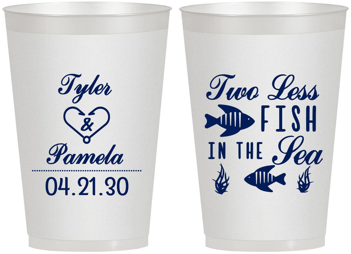 Personalized Wedding 12 oz Frosted Cups - Two Less Fish In The Sea | 270