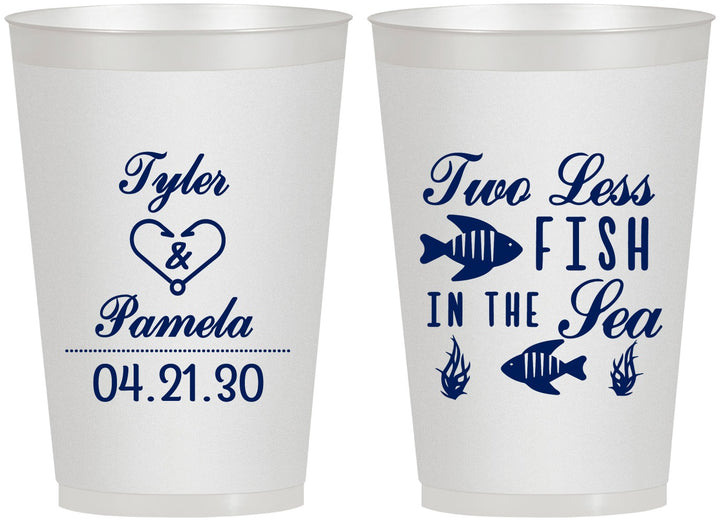 Personalized Wedding 12 oz Frosted Cups - Two Less Fish In The Sea | 270