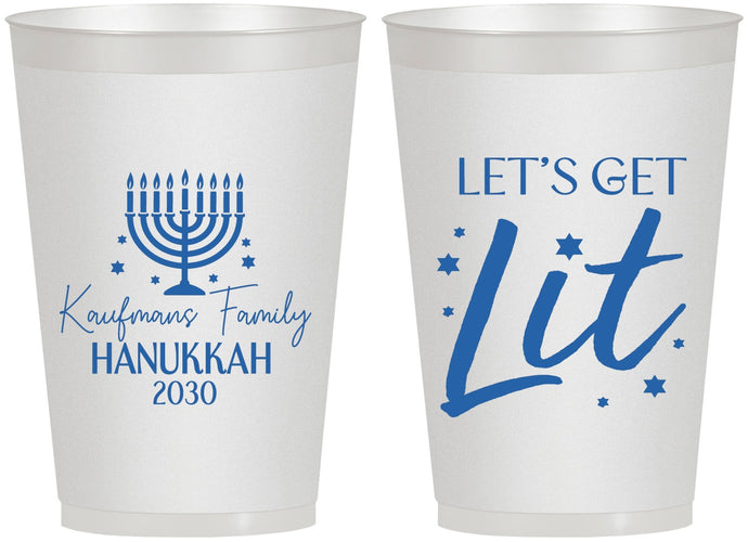 Personalized Hanukkah 12 oz Frosted Cups - Lets Get Lit | 270020