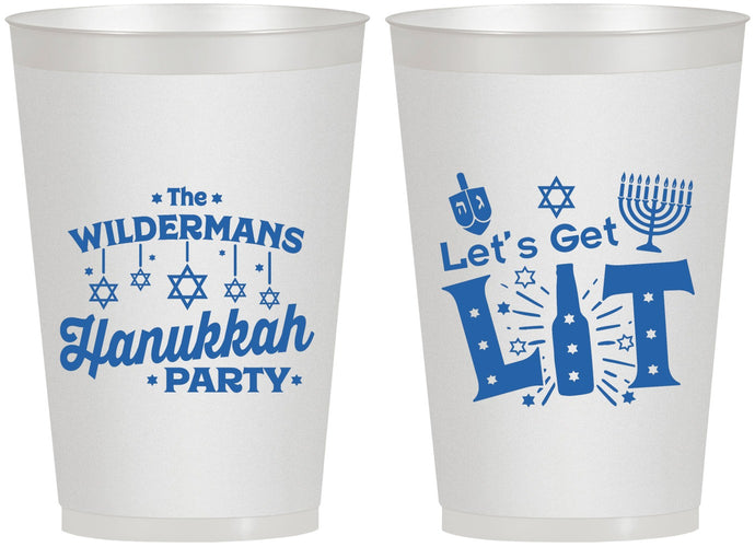Personalized Hanukkah 12 oz Frosted Cups - Lets Get Lit | 270022