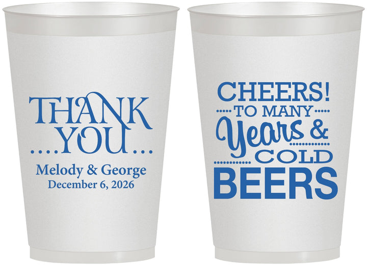 Personalized Wedding 12 oz Frosted Cups - Cheers Years Cold Beers | 271